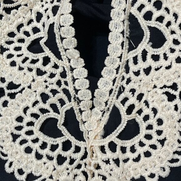 BCA One Piece Bathing Swimsuit Crochet Trim Black Tie Back Size XL Extra Large - Picture 5 of 8